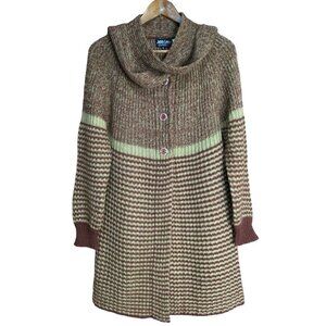 Vintage Jebb Levy Women Long Cardigan Sweater Tie Neck Button Closure Medium